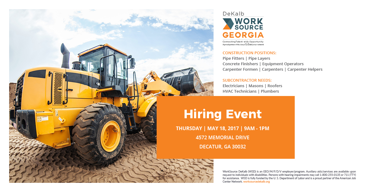 WorkSource DeKalb Hiring Event DeKalb County GA
